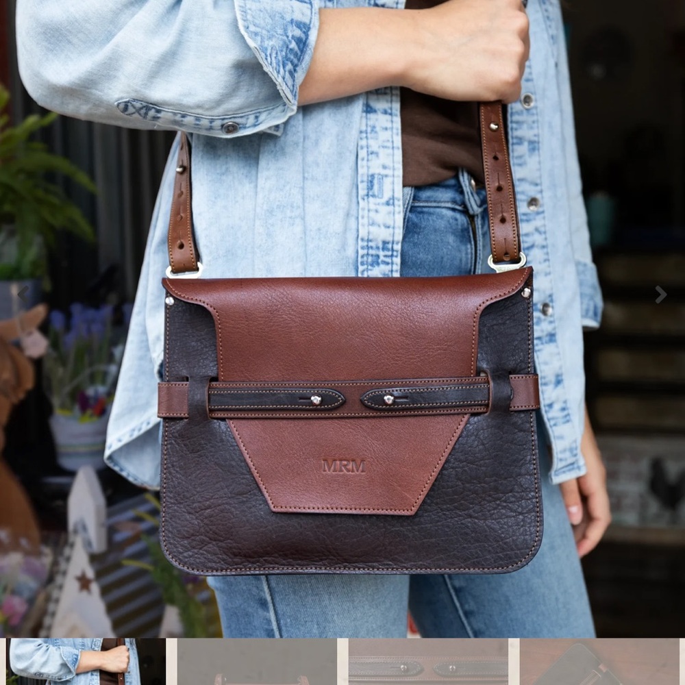 Brown Two-Tone Leather Crossbody Bag